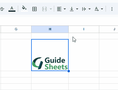 Démonstration de l'alignement d'une image dans une cellule Google Sheets