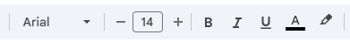 Barre de formatage de texte dans l’éditeur de dessin de Google Sheets